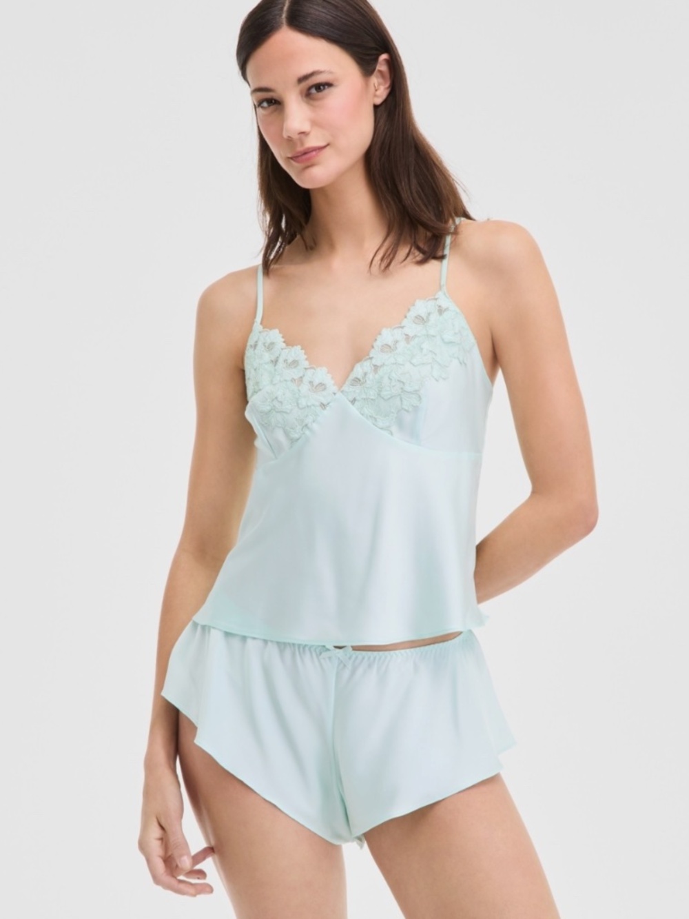 I.n.c. International Concepts Women's Lace-Trim Satin Cami Flutter Short Set